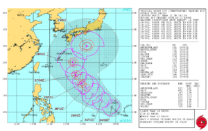 2017年の台風22号となるのか低気圧